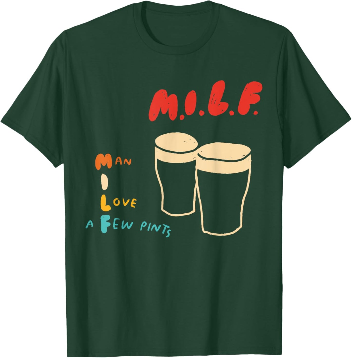 Man Love A Few Pints Retro Vintage T-Shirt - T-Shirt | Forest