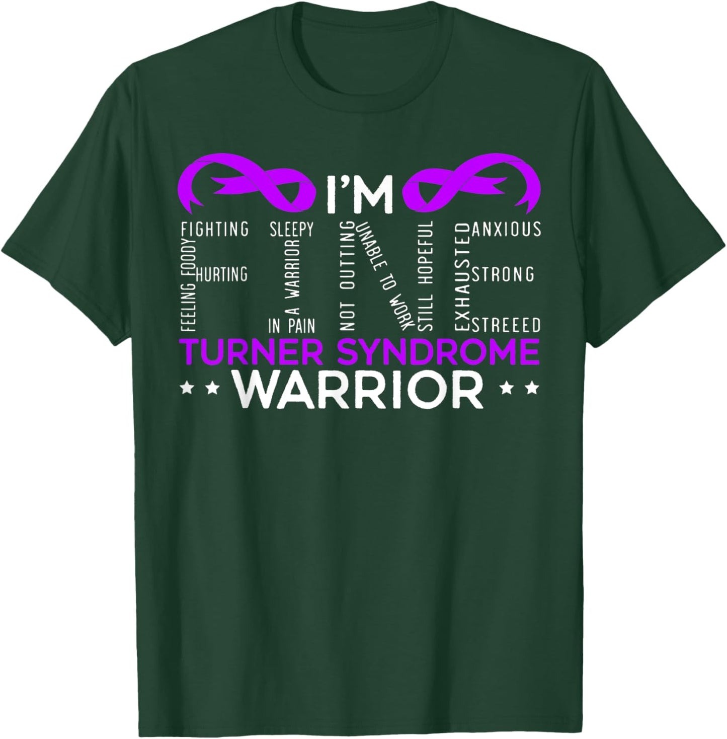 Turner Syndrome Awareness SteMi Apparel -Adults Black Cotton 65% Polyester 35% Classic Fit Collarless Short Sleeve Turner Syndrome Warrior Turner Syndrome Awareness Small T-Shirt - T-Shirt | Forest