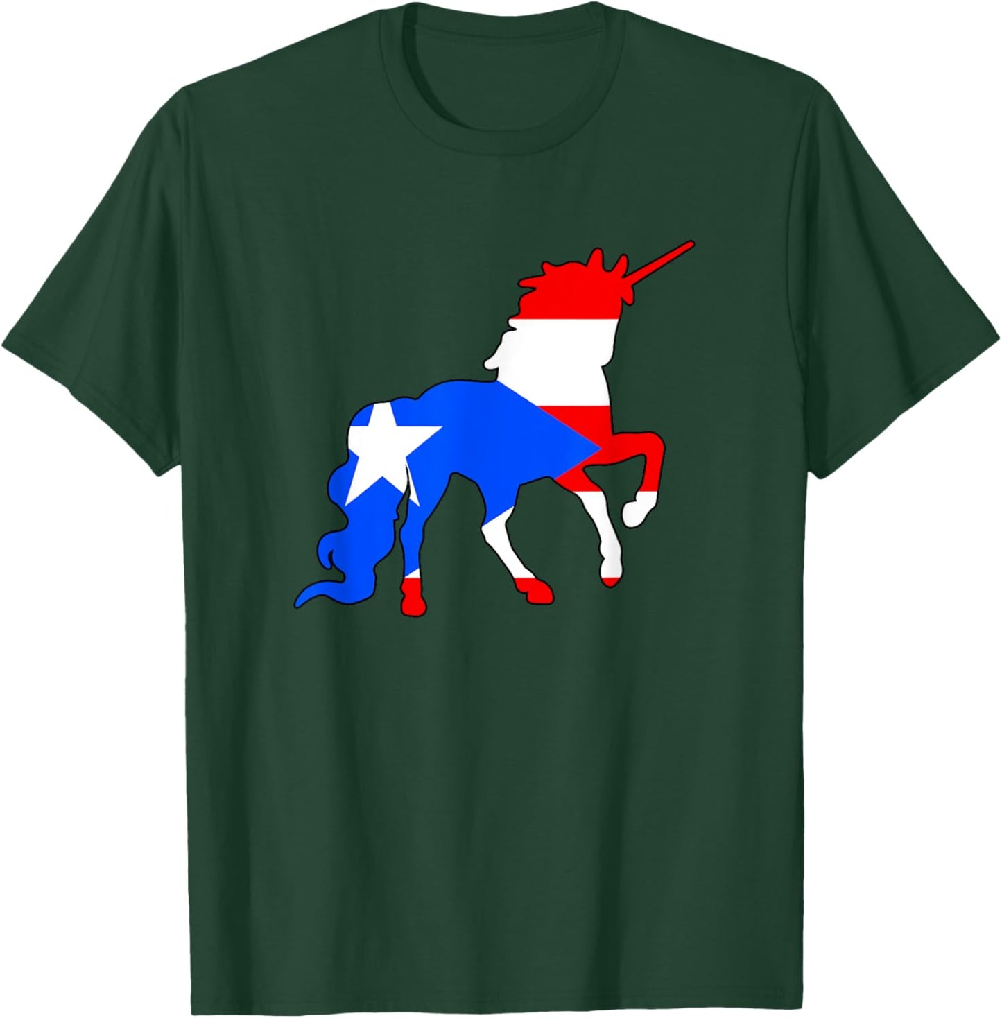 Boricua Puerto Rico PR Flag Puerto Rican Unicorn Kids Girls T-Shirt - T-Shirt | Forest