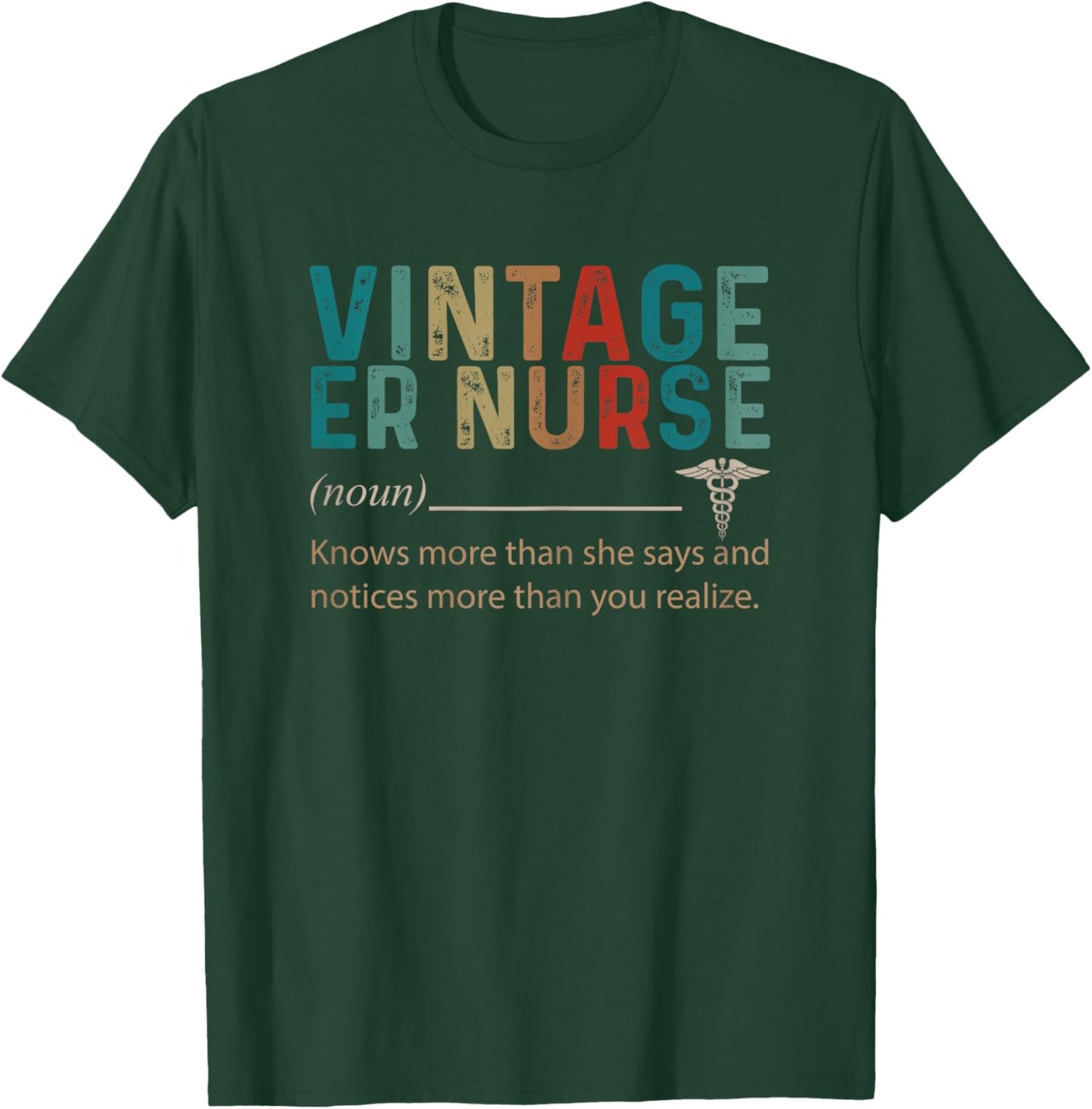 Vintage ER Nurse Noun Retro Style 60s 70s 80s T-Shirt - T-Shirt | Forest