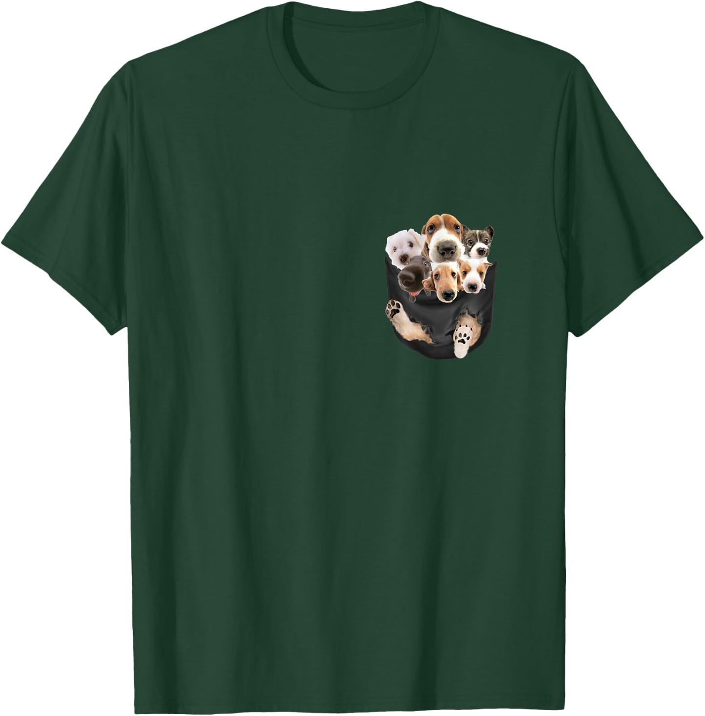Dog Lovers Gifts Dogs In Pocket Funny Dog Face T-Shirt - T-Shirt | Forest