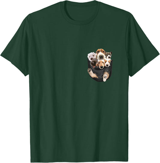 Dog Lovers Gifts Dogs In Pocket Funny Dog Face T-Shirt - T-Shirt | Forest