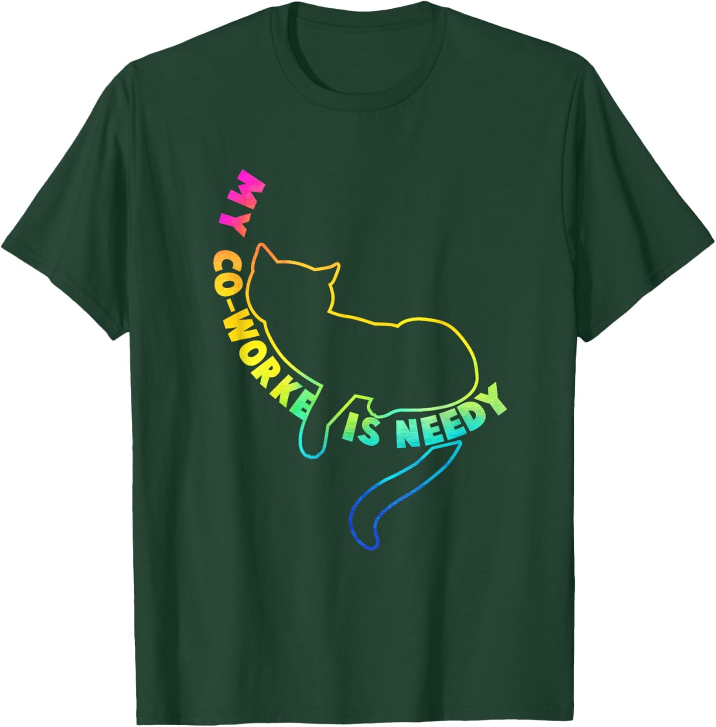 My Co-Worker is Needy Funny Work from Home Cat Rainbow Women T-Shirt - T-Shirt | Forest