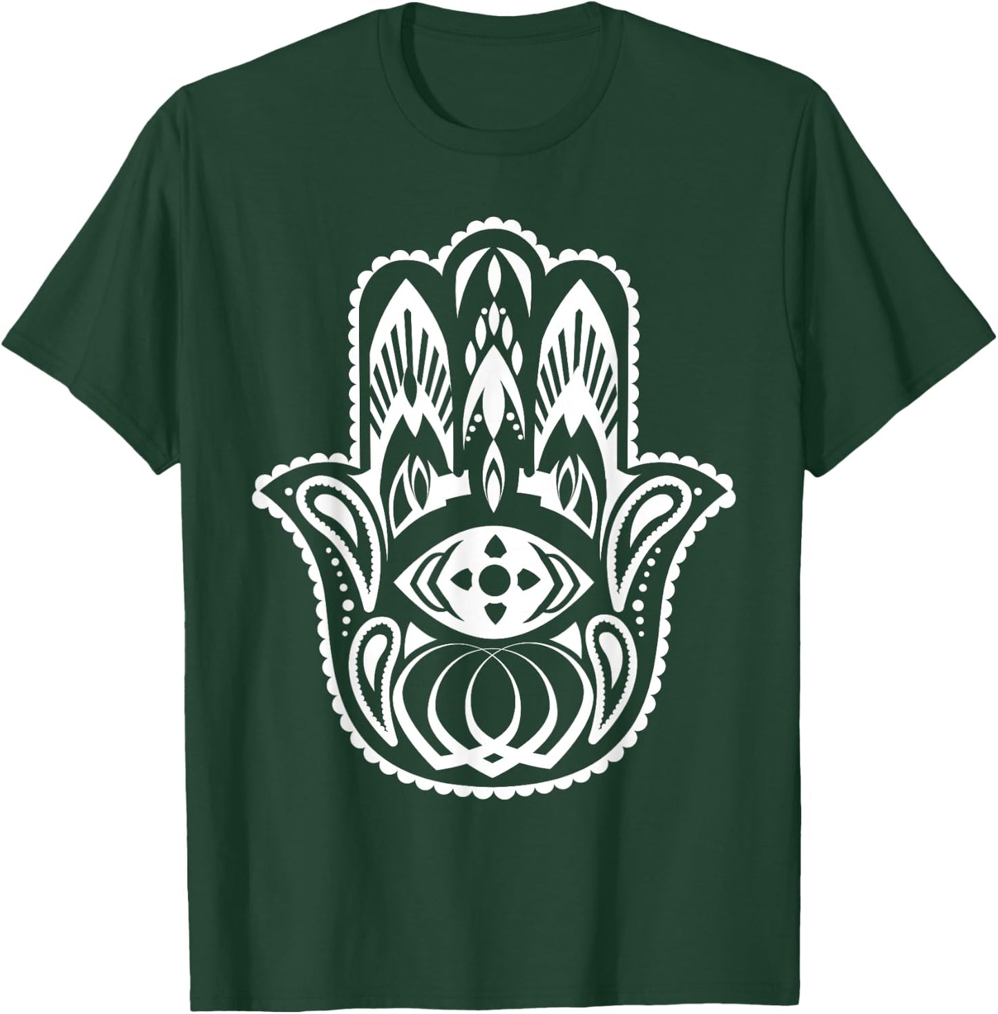 Spiritual Hamsa Hand Fatima Palm Good Luck Eye Khamsa Gifts T-Shirt - T-Shirt | Forest
