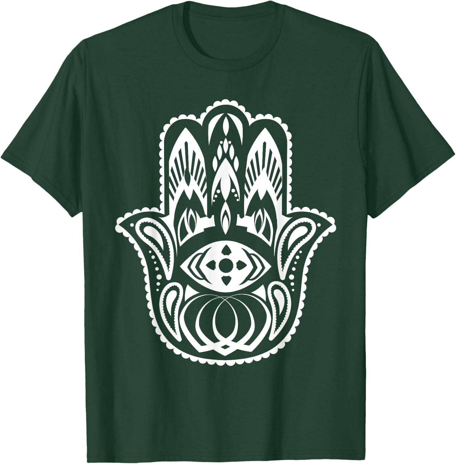 Spiritual Hamsa Hand Fatima Palm Good Luck Eye Khamsa Gifts T-Shirt - T-Shirt | Forest