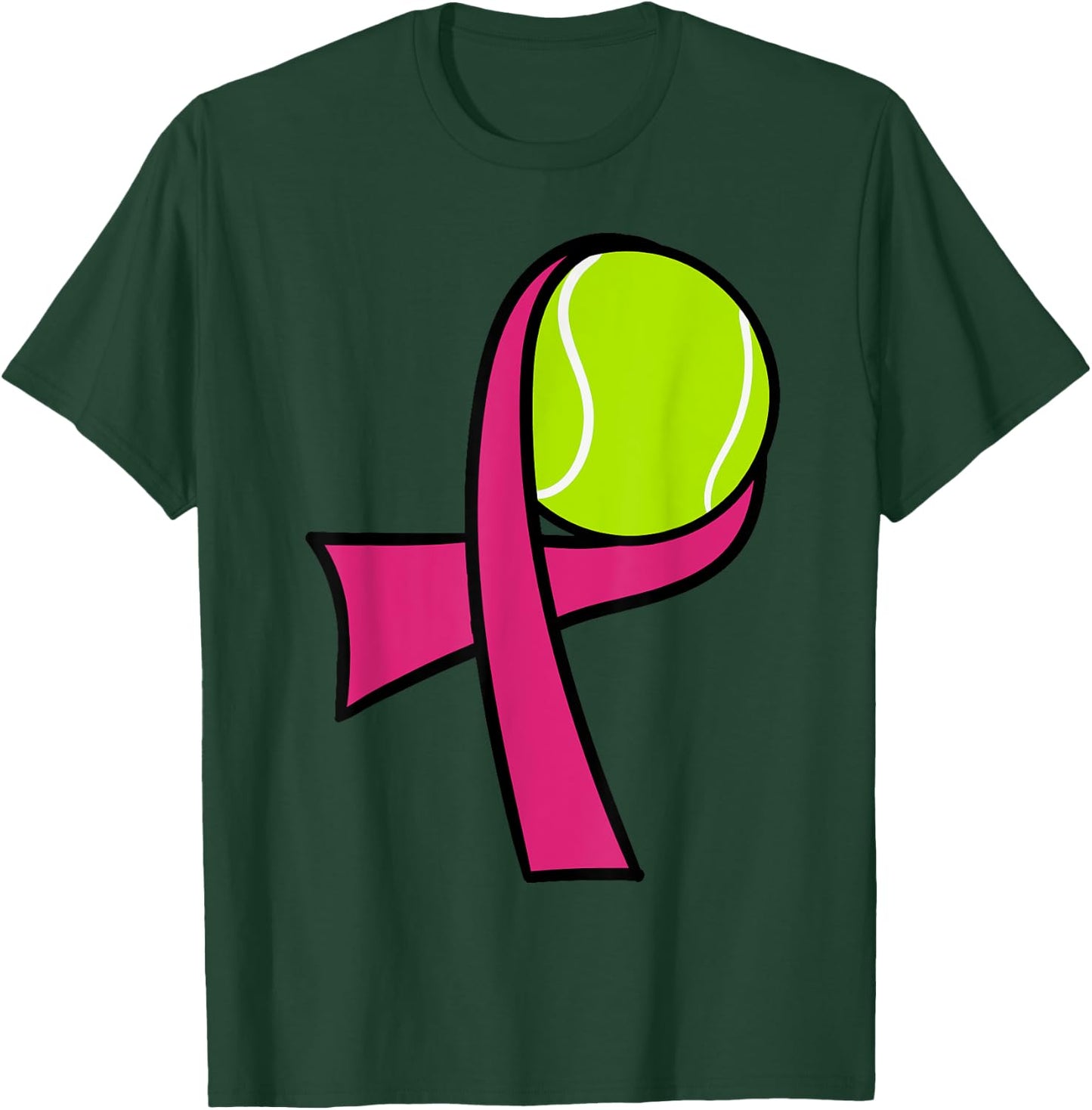Breast Cancer Tennis Ball Pink Ribbon Mammogram Sport Smash T-Shirt - T-Shirt | Forest