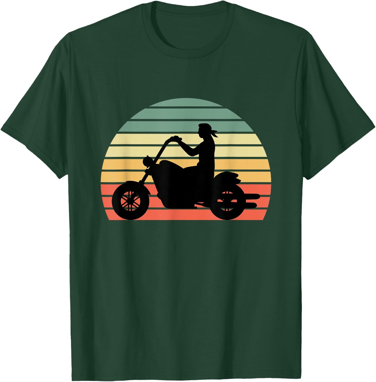 KaizenDesigns Vintage Biker - Retro Motorcycle Silhouette T-Shirt - T-Shirt | Forest