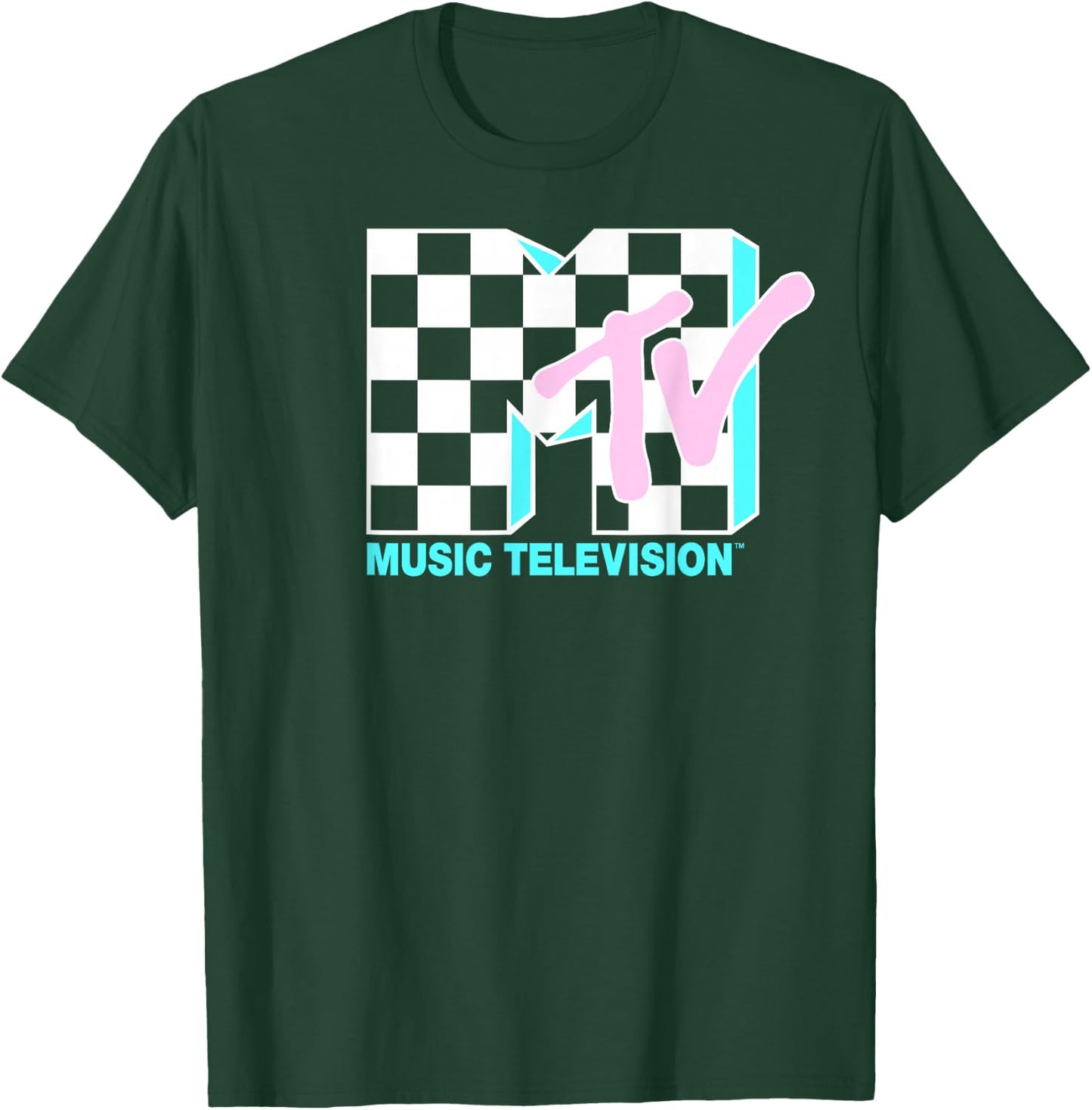 MTV Neon Checkered Logo Graphic T-Shirt - T-Shirt | Forest