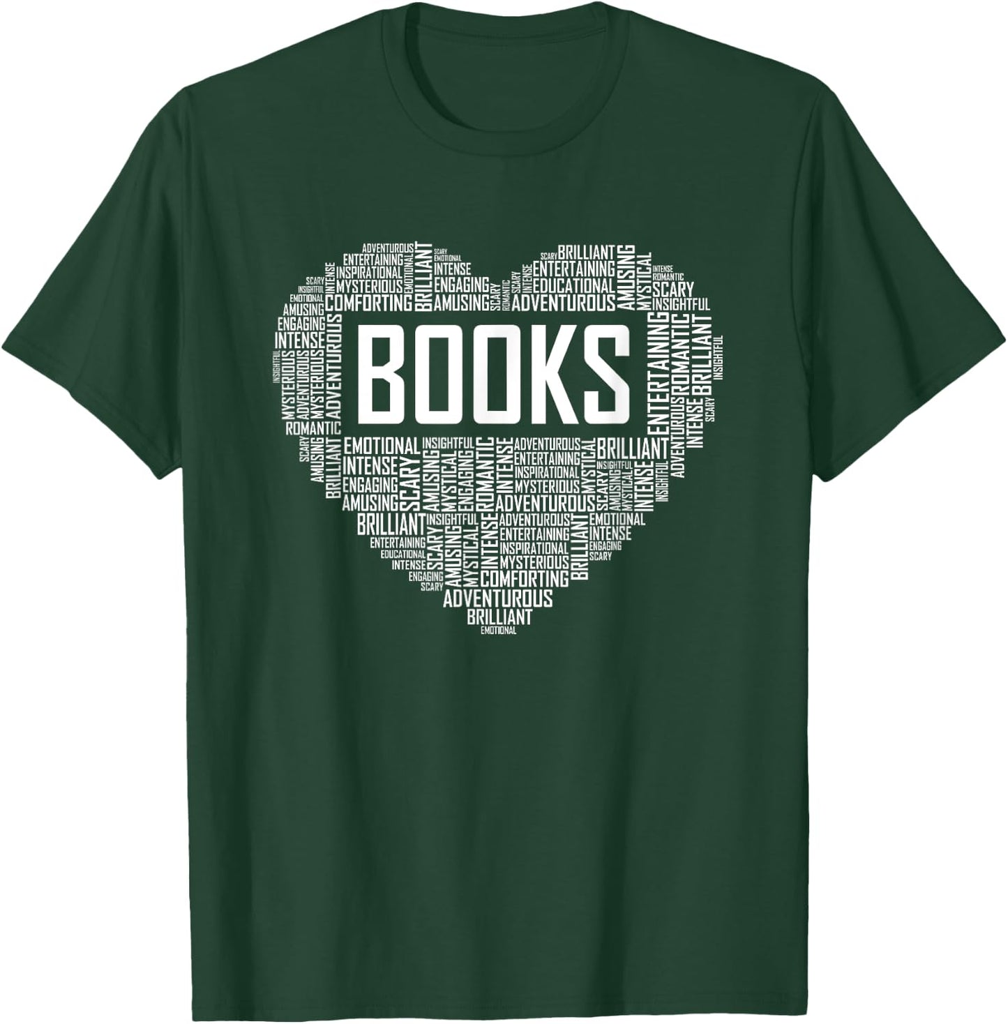 Book Lover Heart Gift Bookworm Gifts Love Reading T-Shirt - T-Shirt | Forest