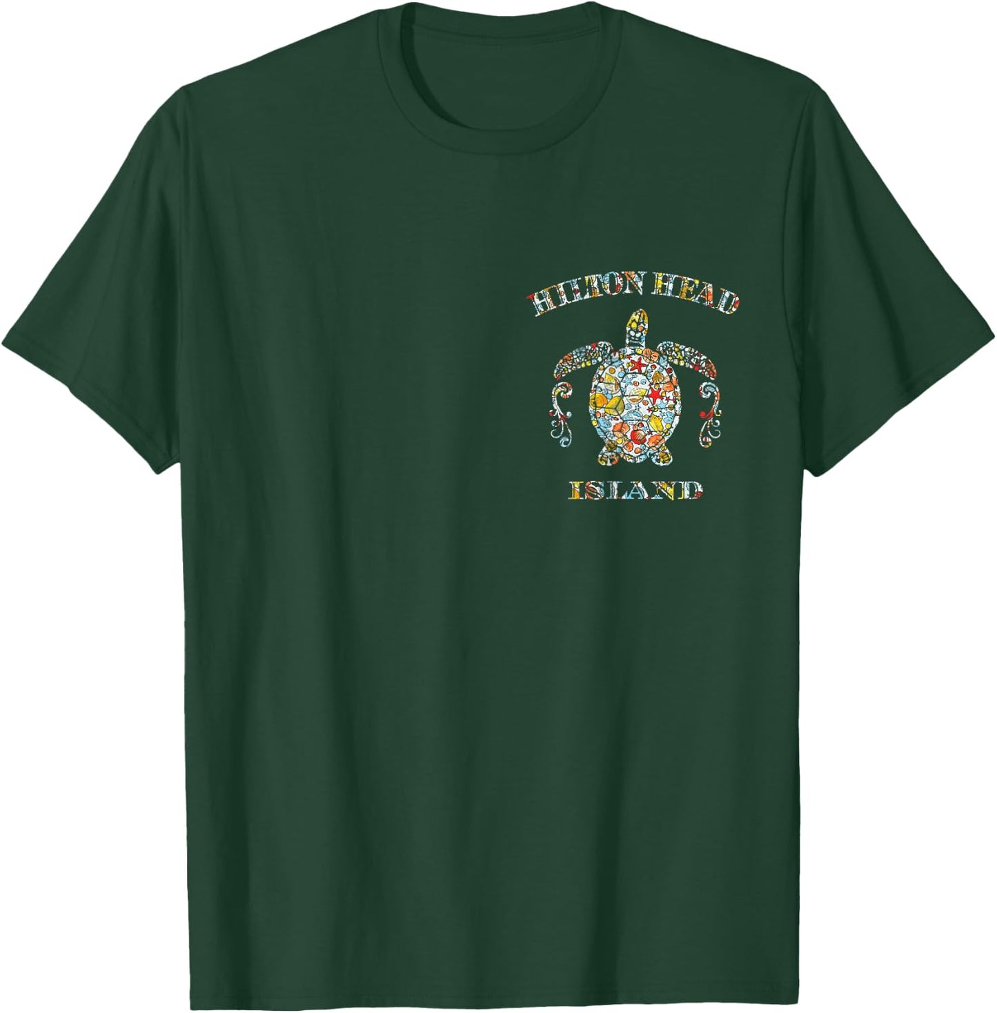 JCombs: Hilton Head, SC, Sea Turtle w/ Seashells (2-Sided) T-Shirt - T-Shirt | Forest