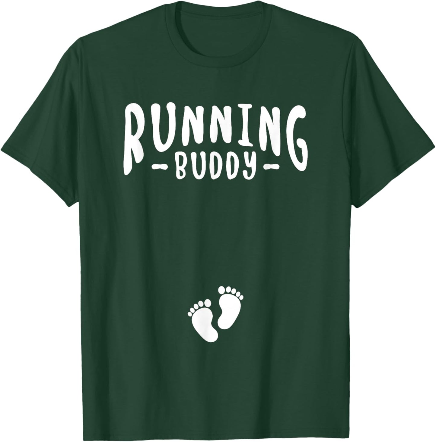 Running Buddy Cute Pregnancy Announcement Boy Girl T-Shirt - T-Shirt | Forest