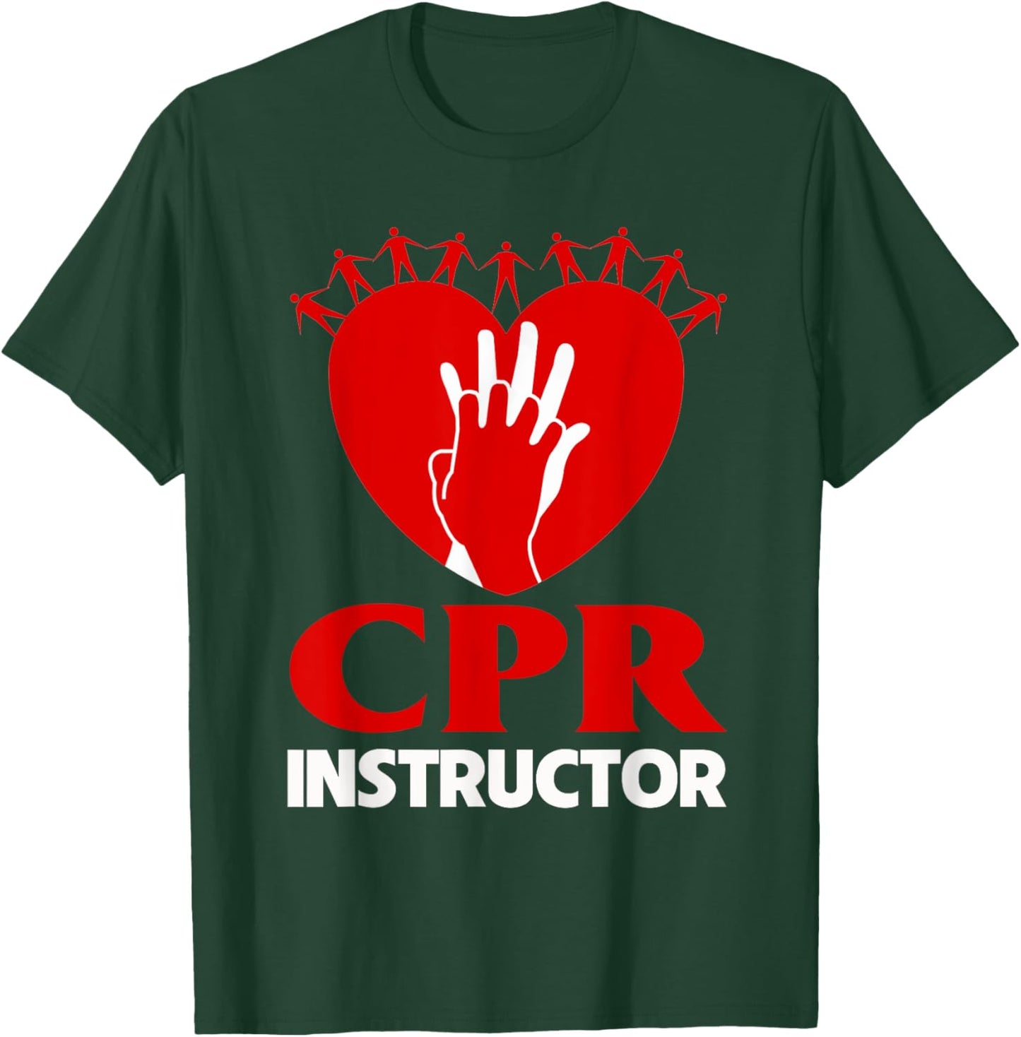 CPR Instructor Teacher First Aid Aed Trainer Red Heart Men Women T-Shirt - T-Shirt | Forest