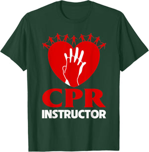 CPR Instructor Teacher First Aid Aed Trainer Red Heart Men Women T-Shirt - T-Shirt | Forest