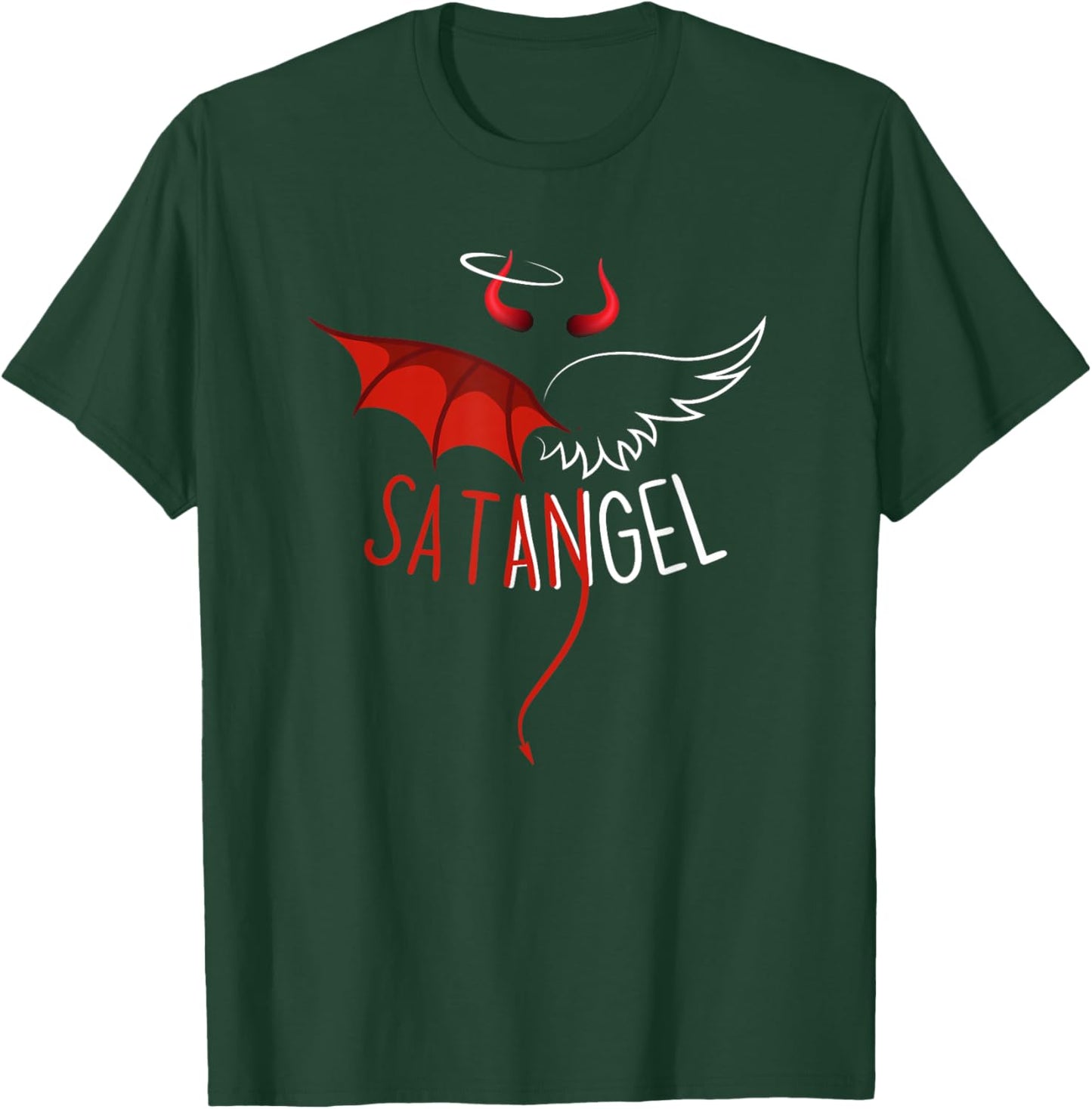 Half Angel Half Devil Gothic Emo Aesthetic Graphic T-Shirt - T-Shirt | Forest