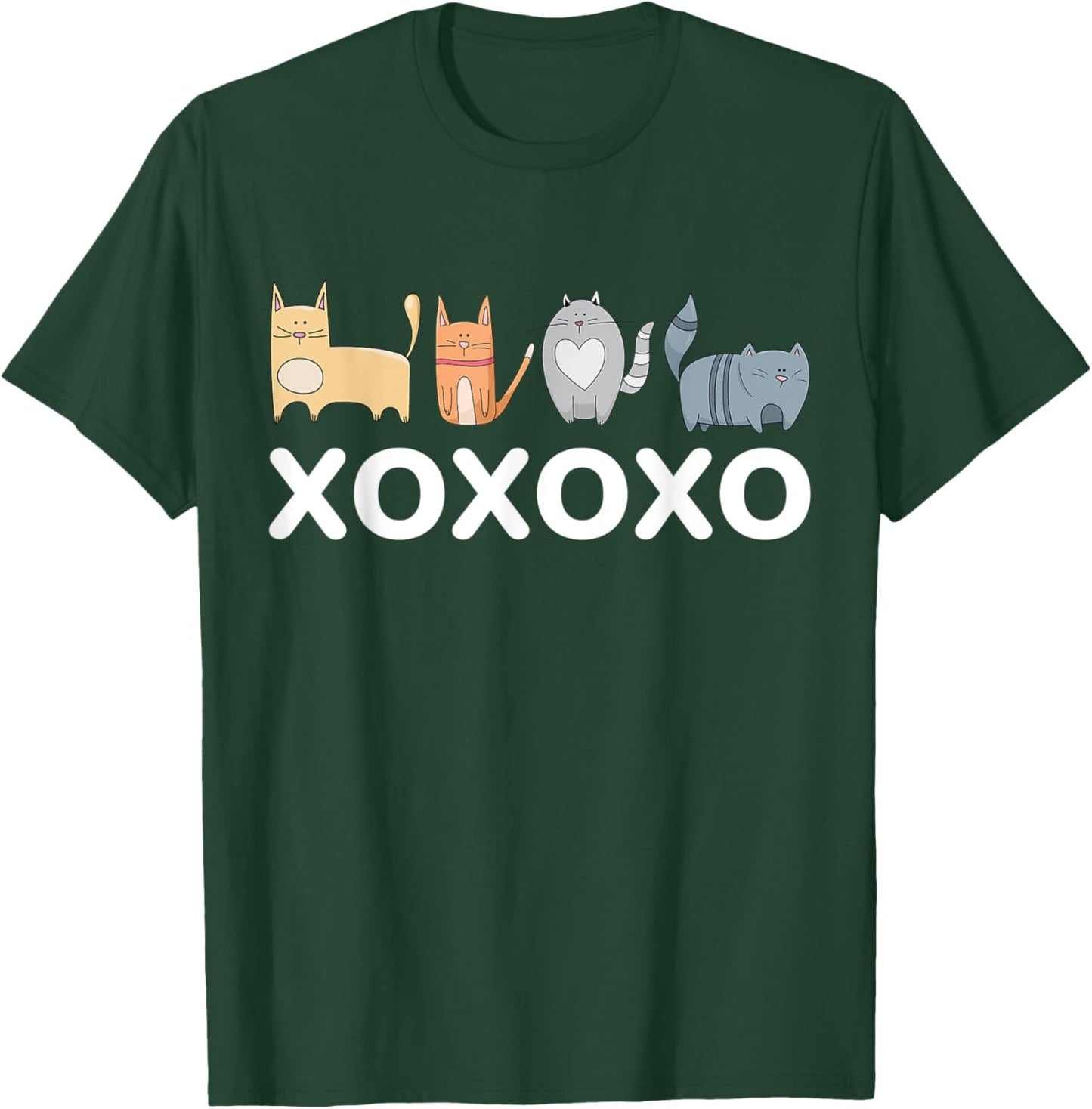 Cute Cat XOXOXO Design Women Kids T-Shirt - T-Shirt | Forest