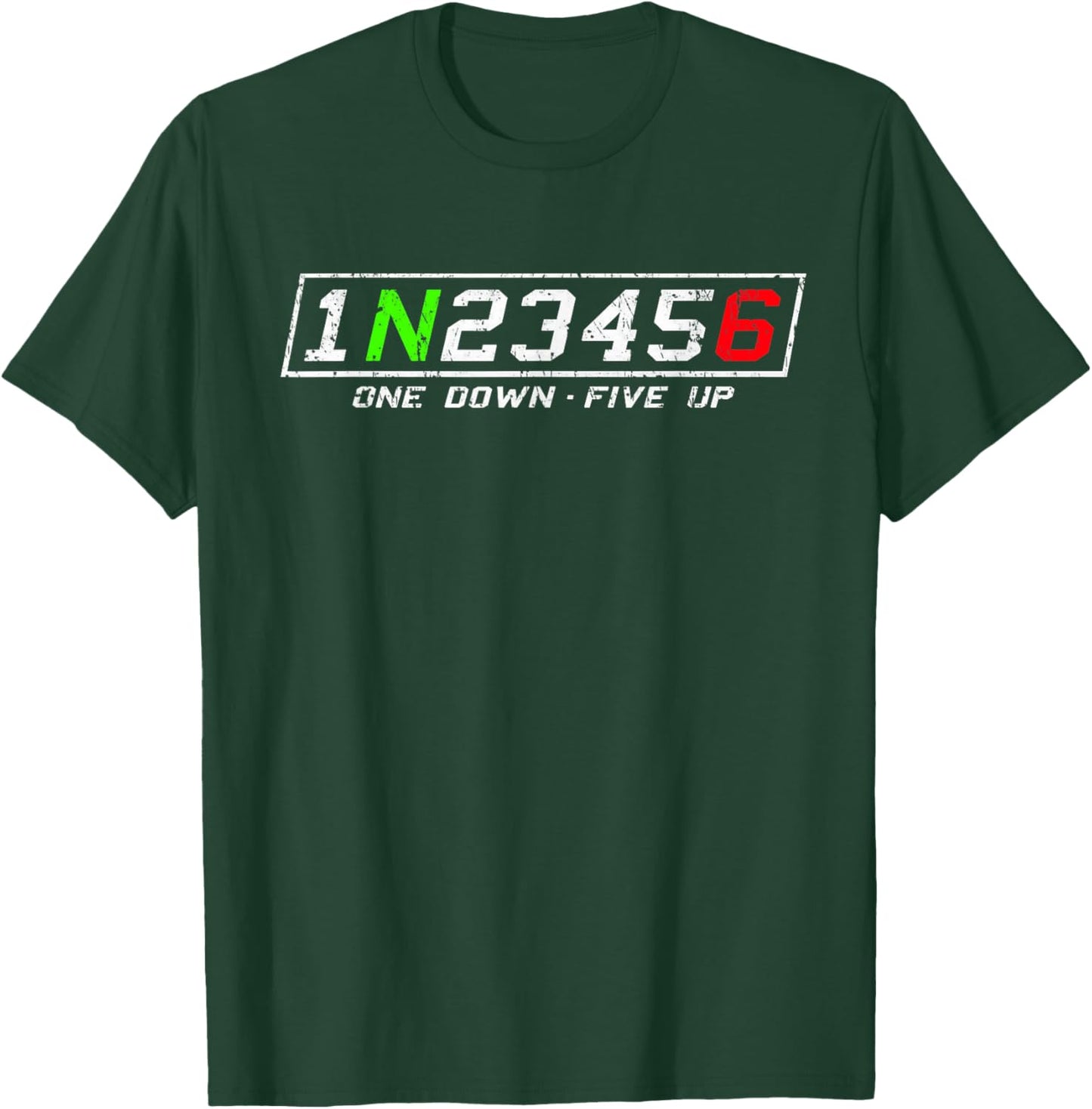 1n23456 Motorcycle Gear Shift Pattern for Biker Motorcyclist T-Shirt - T-Shirt | Forest