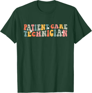 Patient Care Technician PCT Patient Care Tech Retro Groovy T-Shirt - T-Shirt | Forest