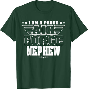 Proud Air Force Nephew Patriotic Pride Military Family Kids Men T-Shirt - T-Shirt | Forest