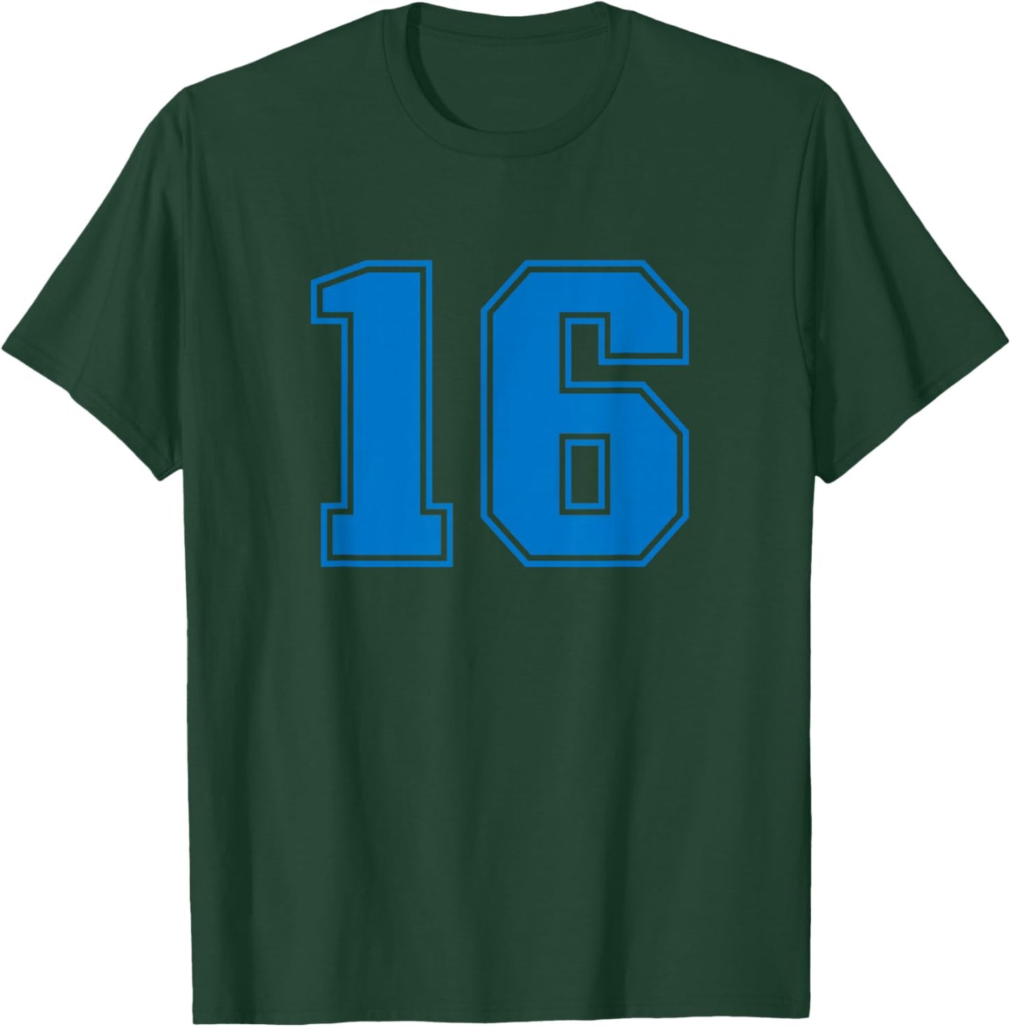 Number #16 Blue Sports Uni Number T-Shirt - T-Shirt | Forest