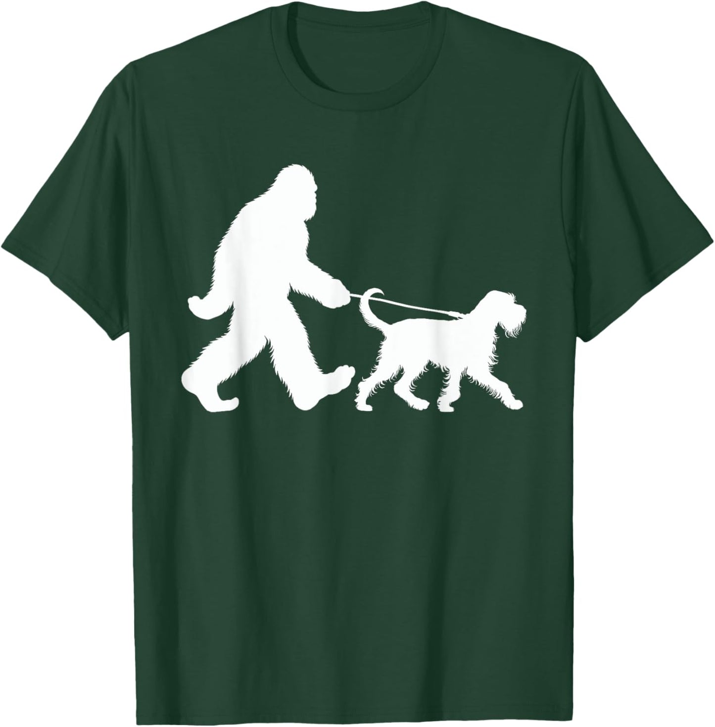 Bigfoot Walking a Dog Funny Wirehaired Pointing Griffon Dad T-Shirt - T-Shirt | Forest