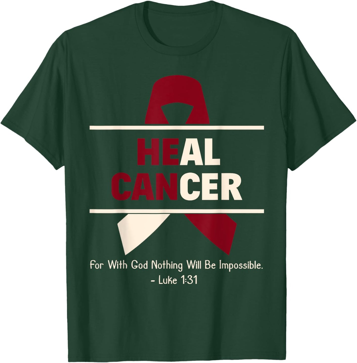 Heal Oral Head & Neck Cancer Christian Cancer Survivor Gift T-Shirt - T-Shirt | Forest