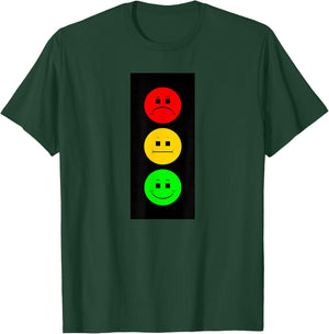 Moody Stoplight Traffic Signal Faces Funny Stop Light T-Shirt - T-Shirt | Forest