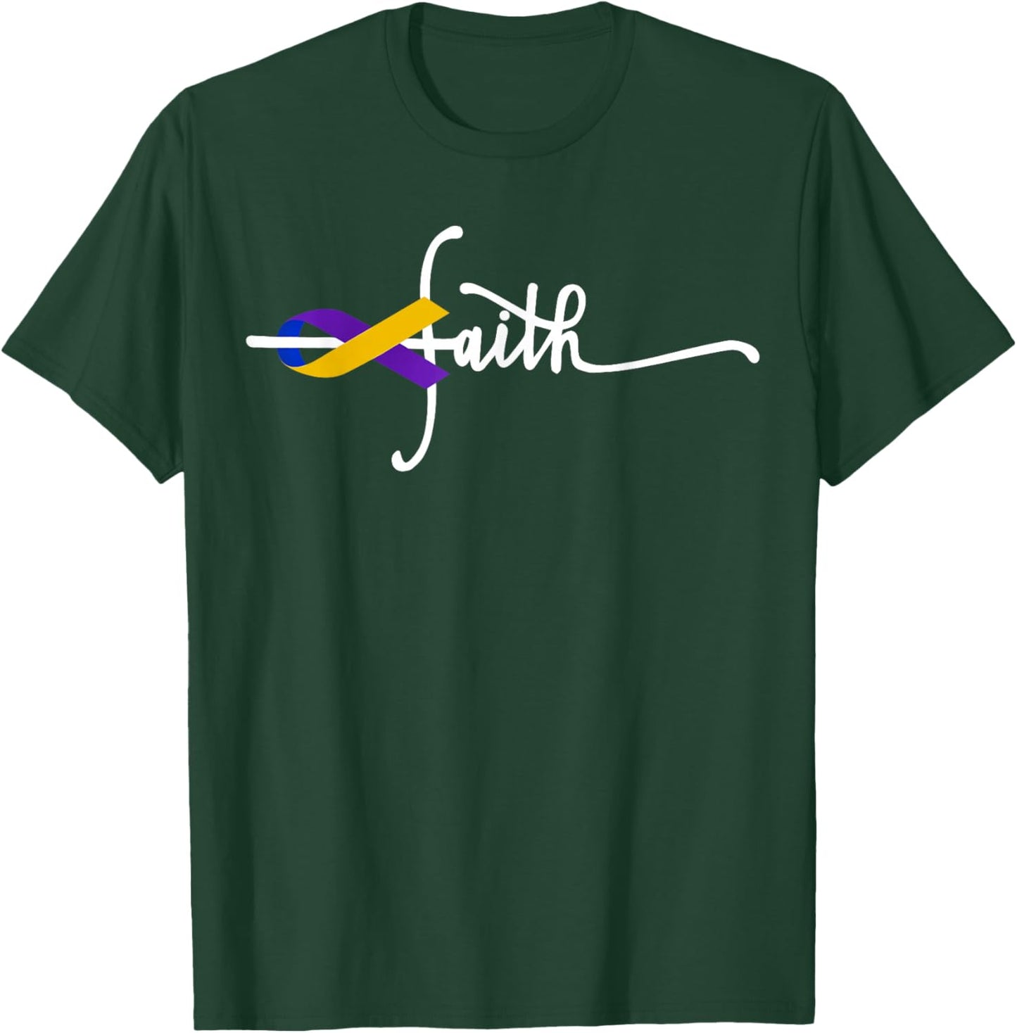 Bladder Cancer Faith Ribbon Warrior Bladder Cancer Awareness T-Shirt - T-Shirt | Forest