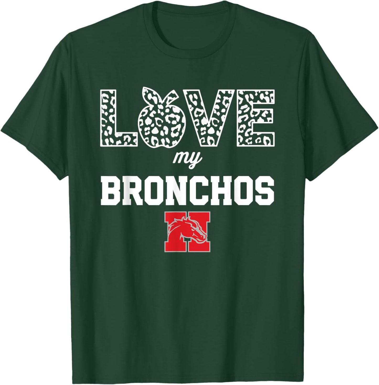 Holly Bronchos Logo Love My Team HS T-Shirt - T-Shirt | Forest