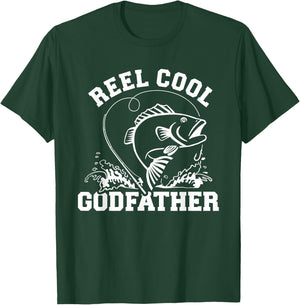 Godfather Gifts Reel Cool Godfather - Men's Fishing Rod Print - Black, Small T-Shirt - T-Shirt | Forest