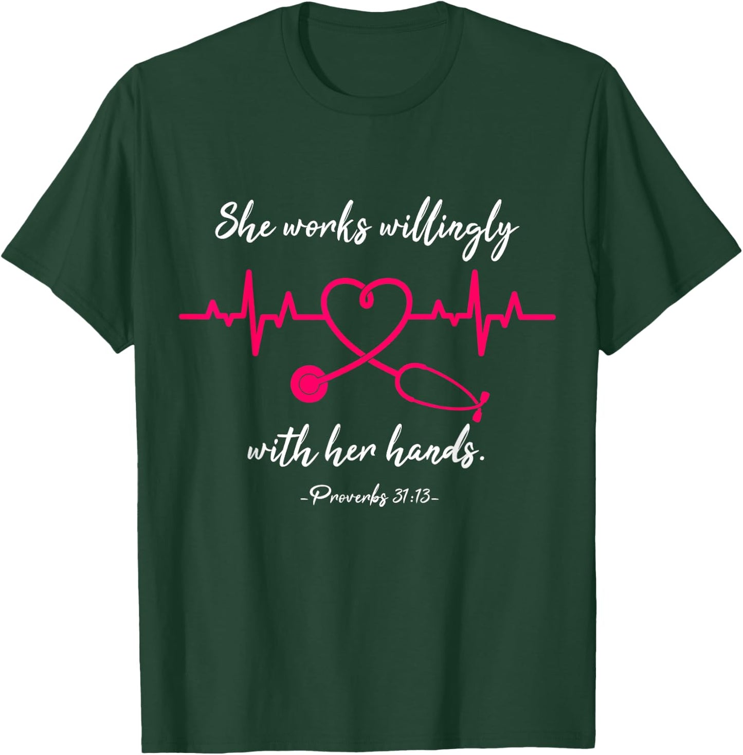 RN Nurse Life Heartbeat Proverbs Cool Nursing Graduate Gift T-Shirt - T-Shirt | Forest