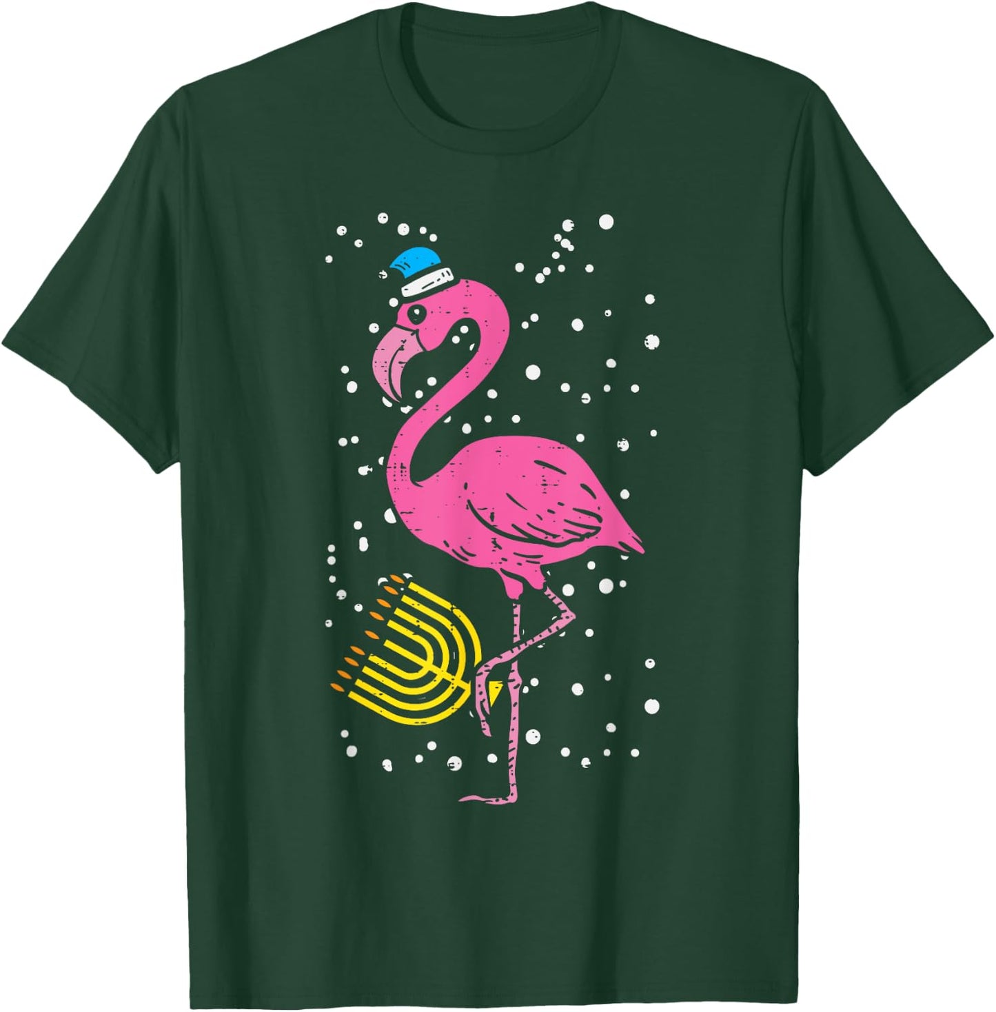 Jewish Flamingo Menorah Bird Lover Hanukkah Chanukah Gift T-Shirt - T-Shirt | Forest