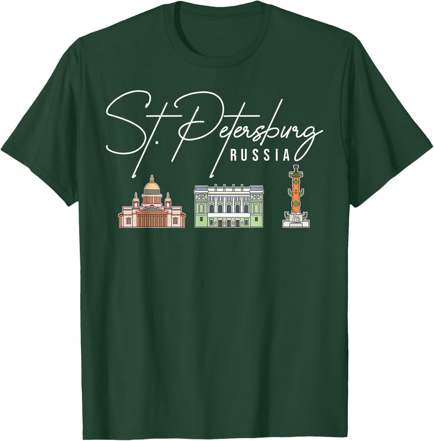 St. Petersburg Russia City Skyline Map Travel T-Shirt - T-Shirt | Forest