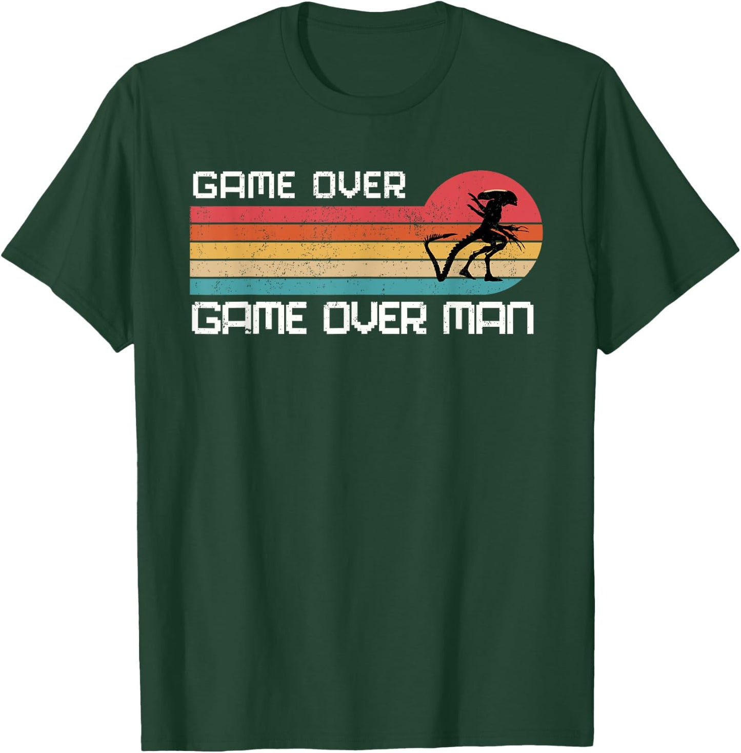 Novawarez Alien Game Over Man -Adults Black Small Alien-Themed Halloween T-Shirt - T-Shirt | Forest