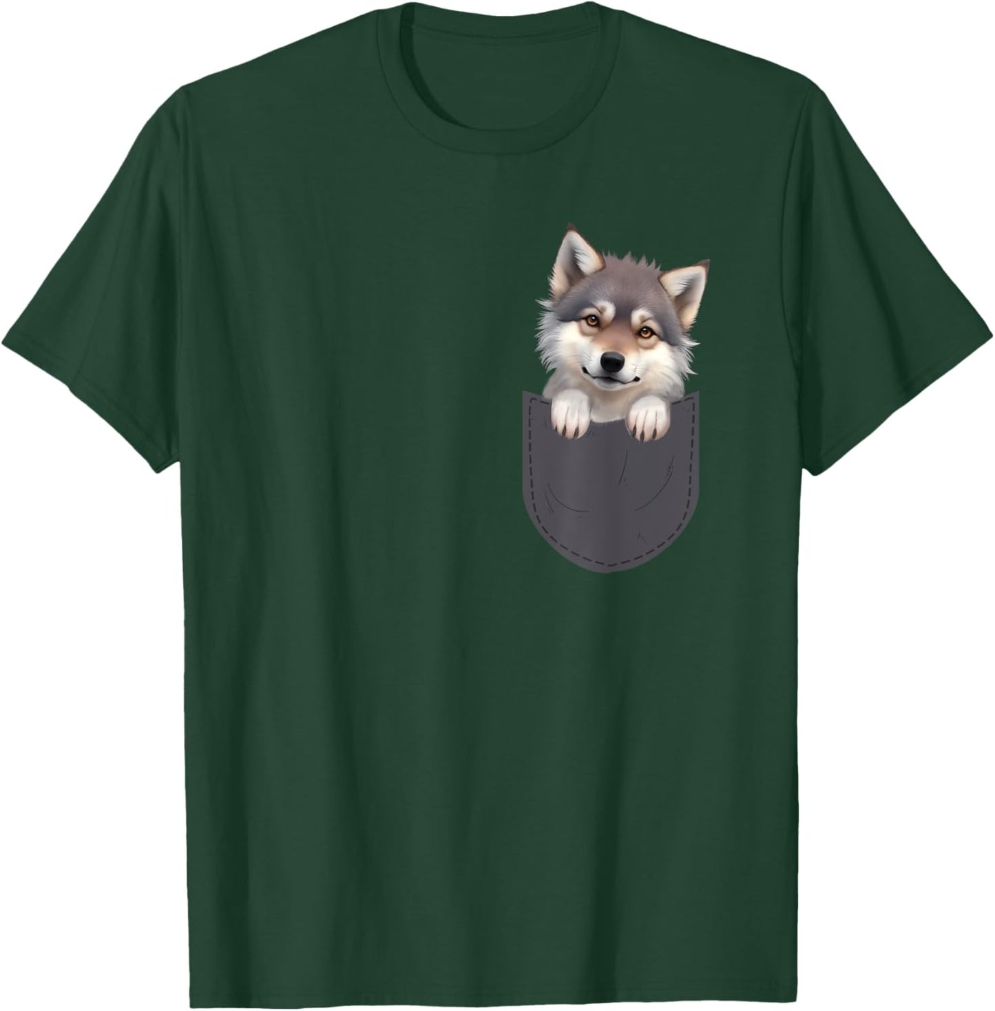 Wolf In Pocket - Wildlife Animal Lover T-Shirt - T-Shirt | Forest