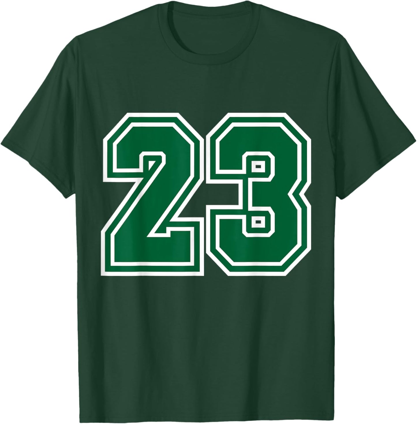 Number #23 White Green Varsity Sports Team T-Shirt - T-Shirt | Forest