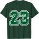 Number #23 White Green Varsity Sports Team T-Shirt - T-Shirt | Forest