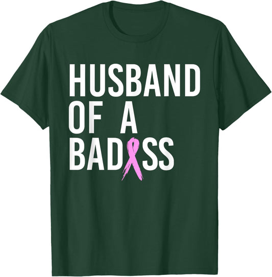 Funny Breast Cancer Husband Design To Support Wife T-Shirt - T-Shirt | Forest