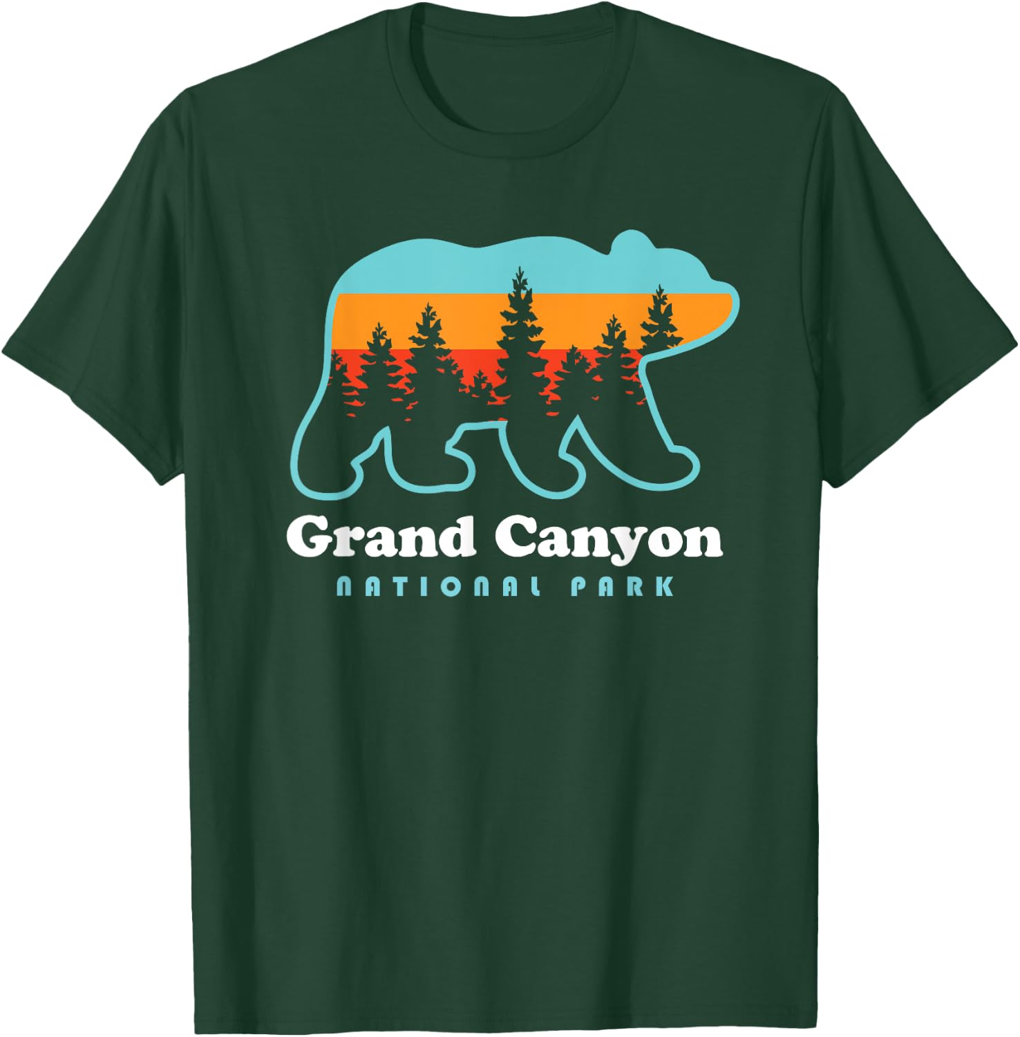 Grand Canyon Retro Bear US National Park Travel Hiking T-Shirt - T-Shirt | Forest