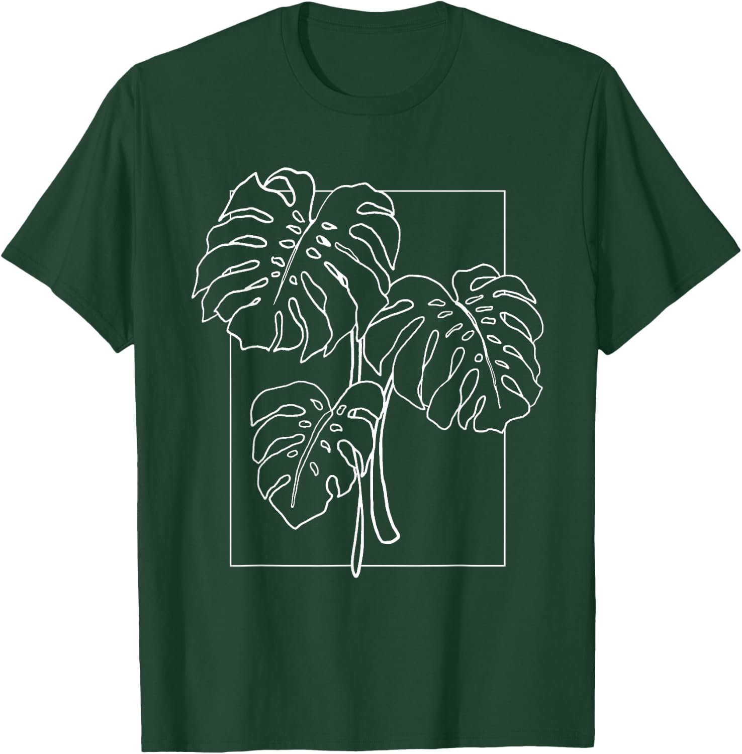 Contour Line Monstera Trendy Plant T-Shirt - T-Shirt | Forest