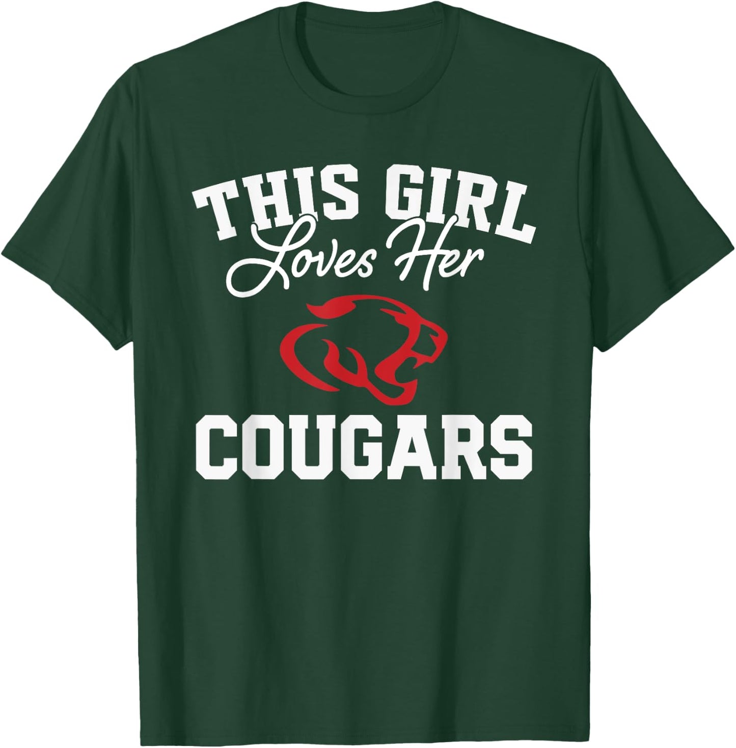 Crosby Cougars Logo This Girl Loves Her HS T-Shirt - T-Shirt | Forest