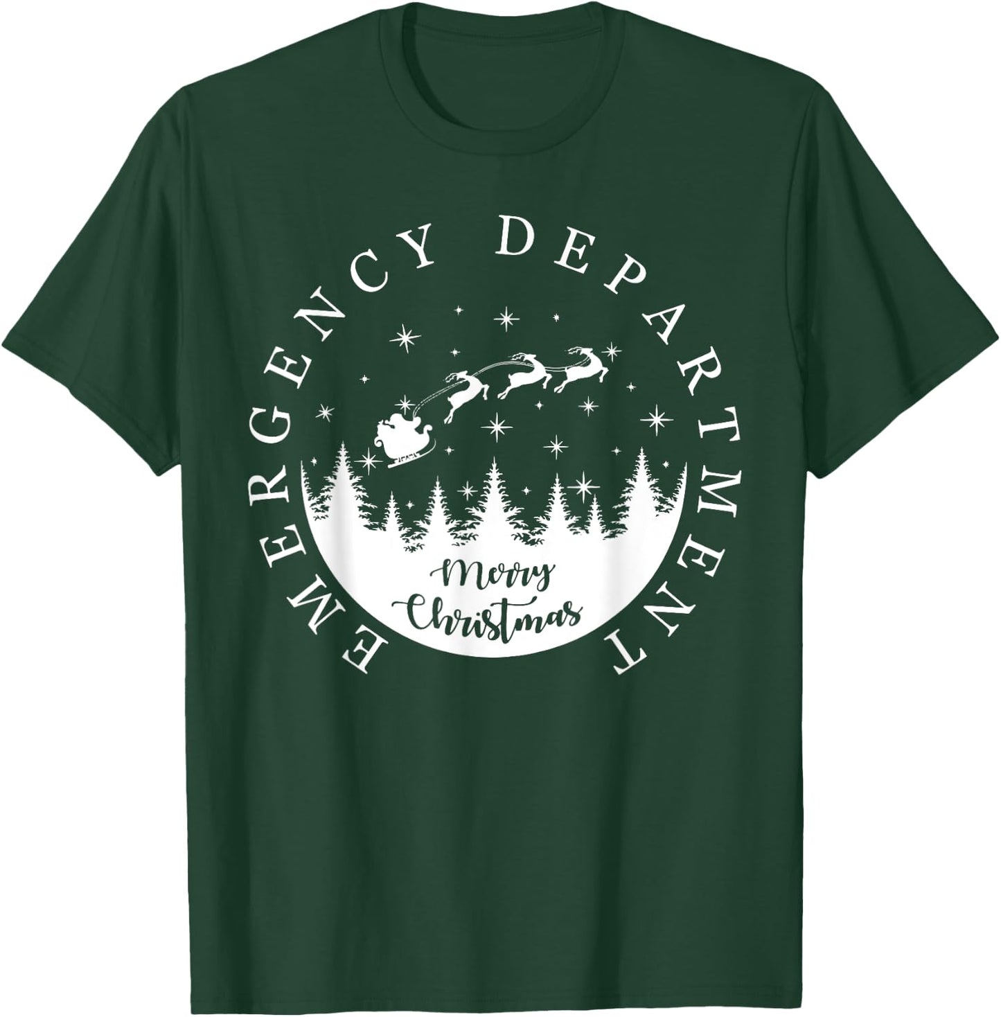 Emergency Department ER Nurse Christmas Outfit -Adults Black Small Modern Christmas Solid Short Sleeve Christmas-themed Emergency Room Tech Nurse T-Shirt - T-Shirt | Forest