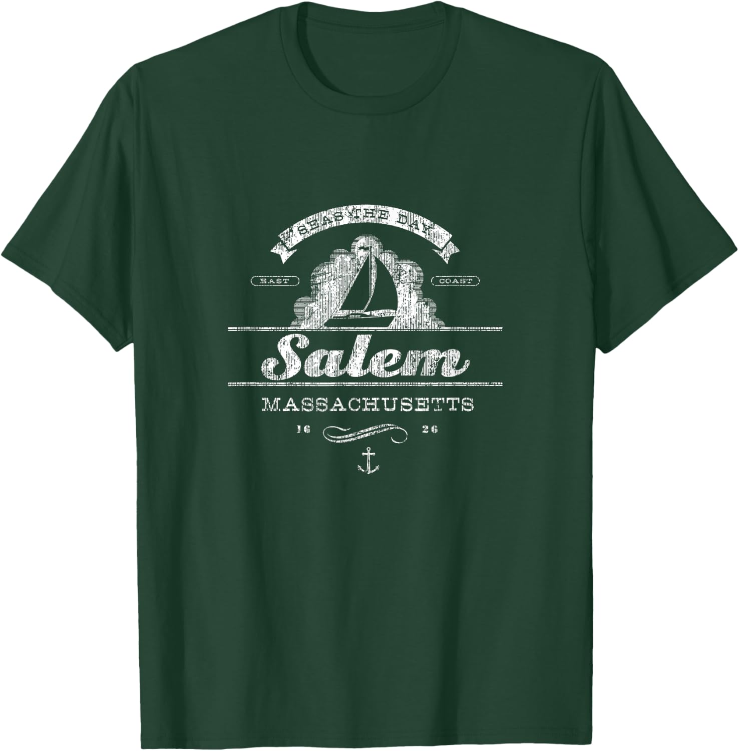 Salem MA Sailboat Vintage Nautical Throwback T-Shirt - T-Shirt | Forest