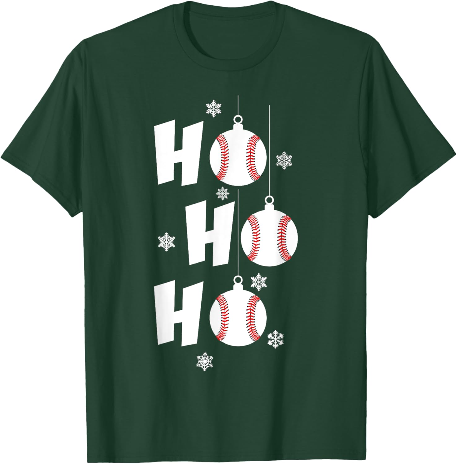 HO HO HO Merry Christmas BASEBALL T-Shirt - T-Shirt | Forest