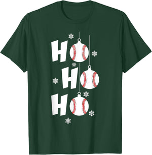HO HO HO Merry Christmas BASEBALL T-Shirt - T-Shirt | Forest