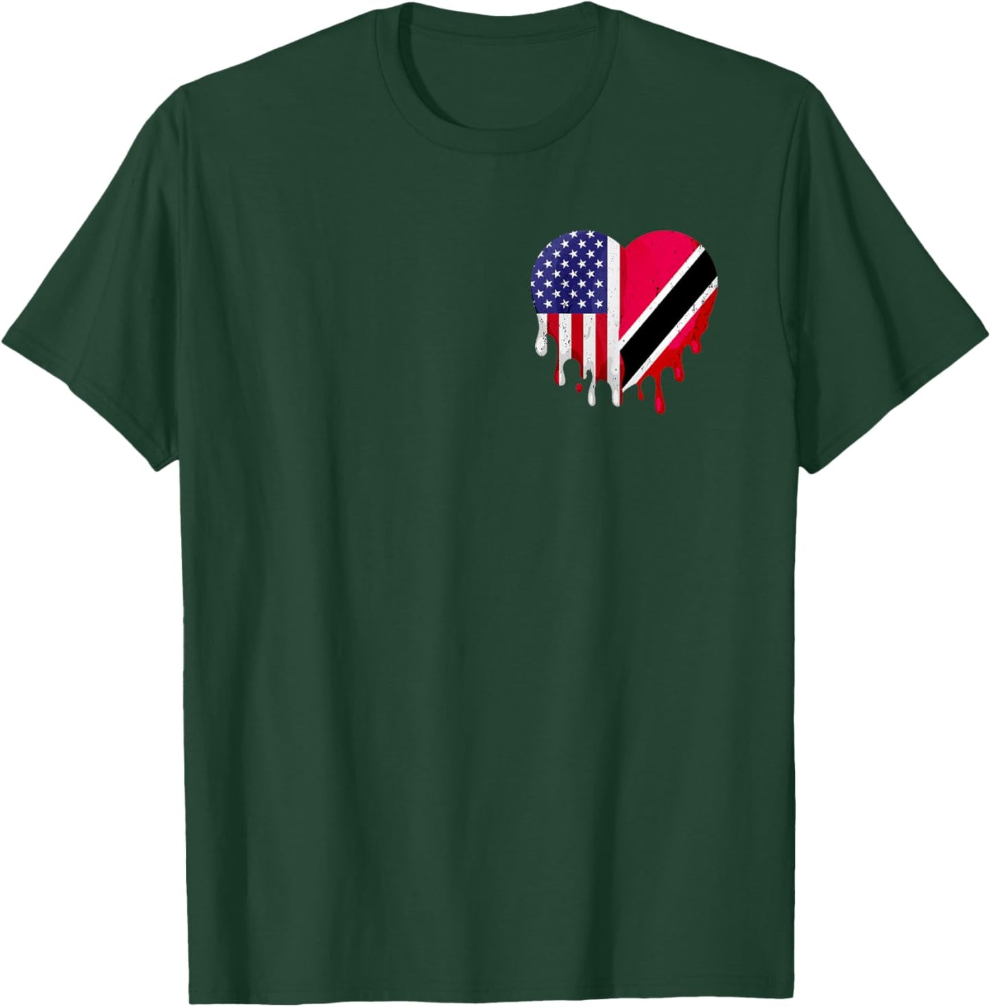 Trinidad & Tobago Heritage American Grown Heart USA Flag T-Shirt - T-Shirt | Forest