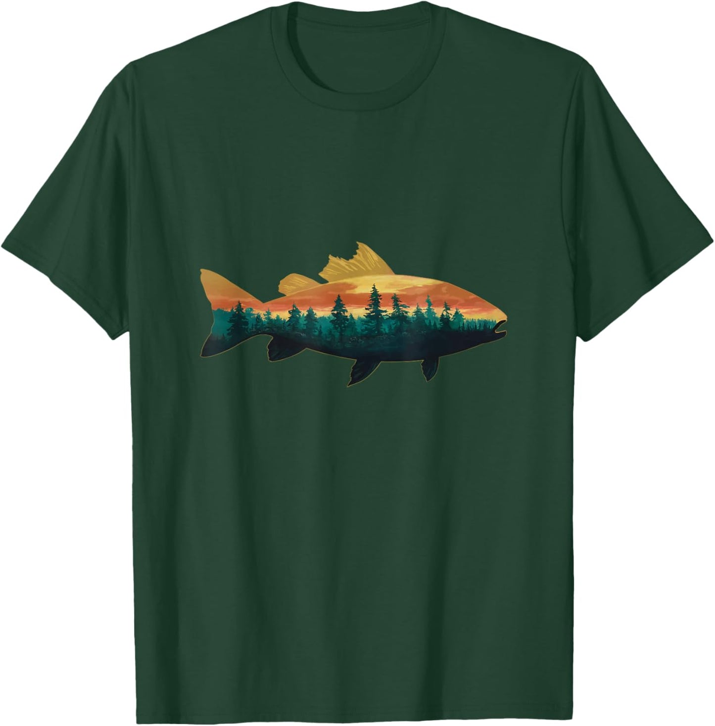 Fishing Bass Wildlife Outdoors Nature Forest Graphic Men T-Shirt - T-Shirt | Forest