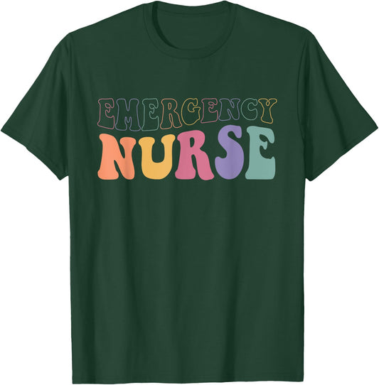ER Nurse Groovy Emergency Nurse Nursing School Women T-Shirt - T-Shirt | Forest