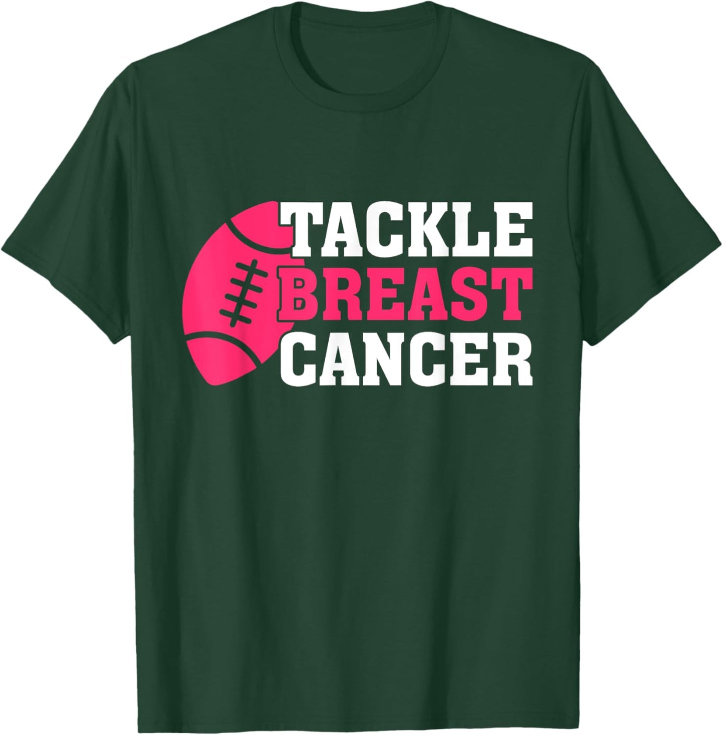 Tackle Breast Cancer Awareness Football Pink Ribbon Boys Kid T-Shirt - T-Shirt | Forest
