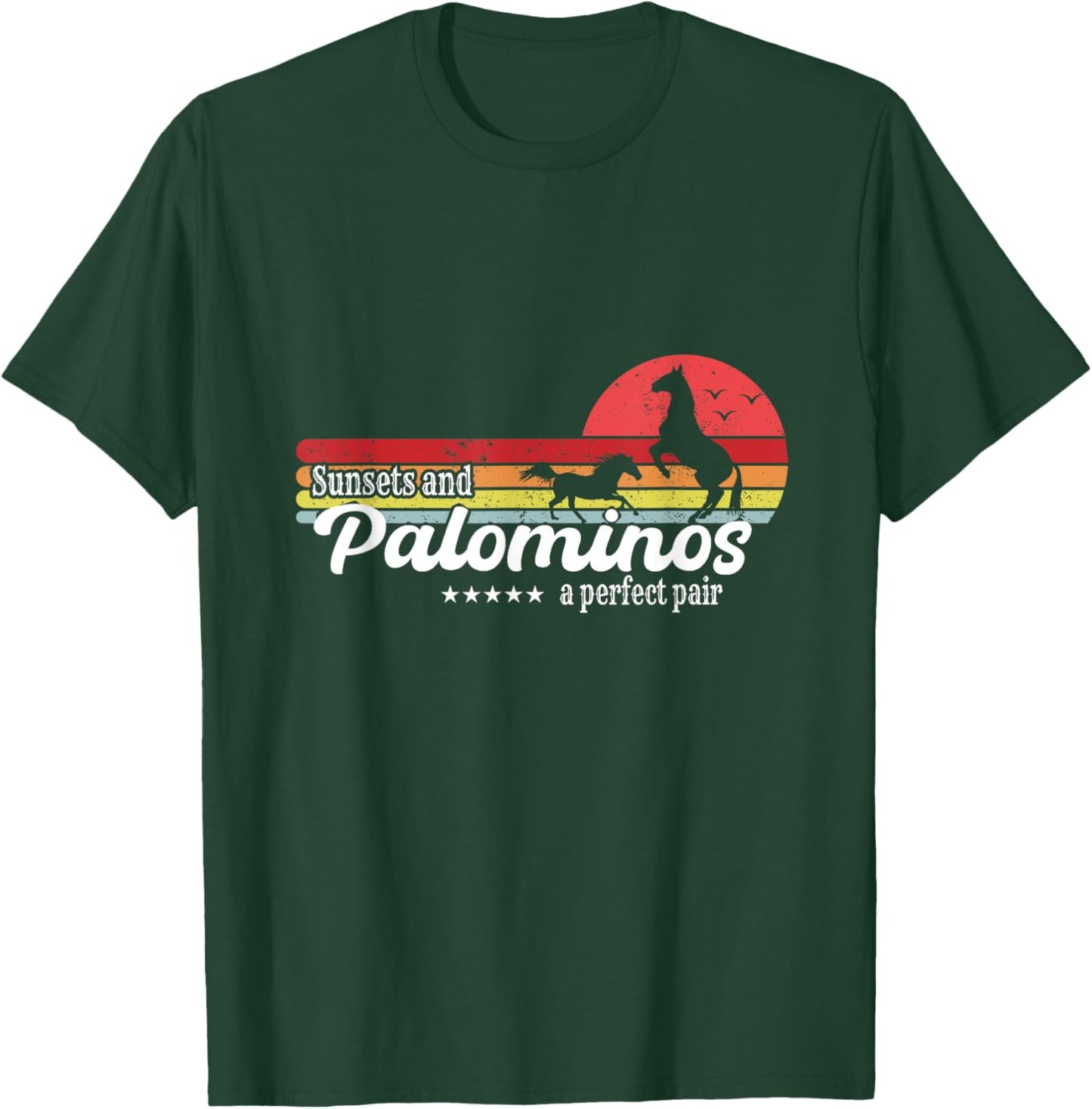 Vintage Sunset Horse Riding Palomino Breed Cowgirl T-Shirt - T-Shirt | Forest