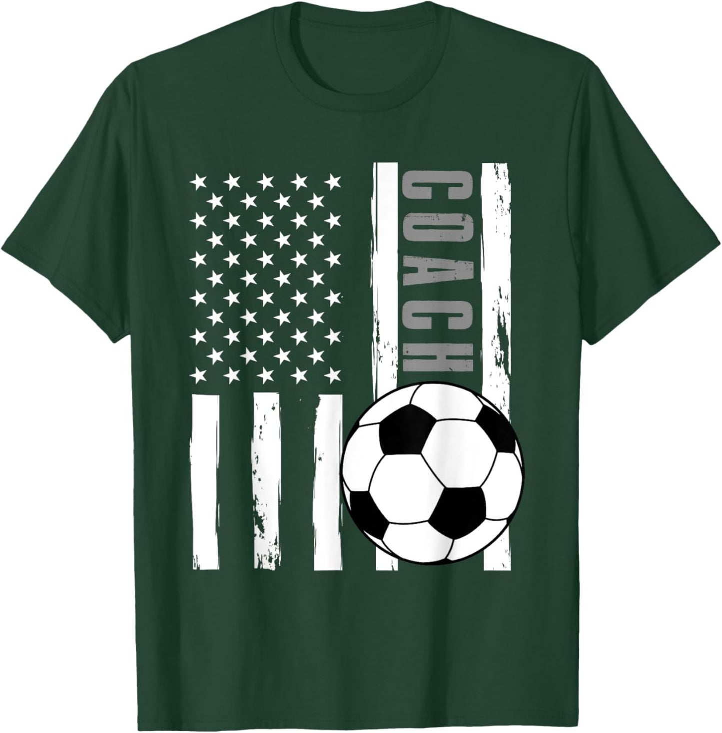 USA Flag Soccer Coach Funny Soccer Trainer American Outfit T-Shirt - T-Shirt | Forest